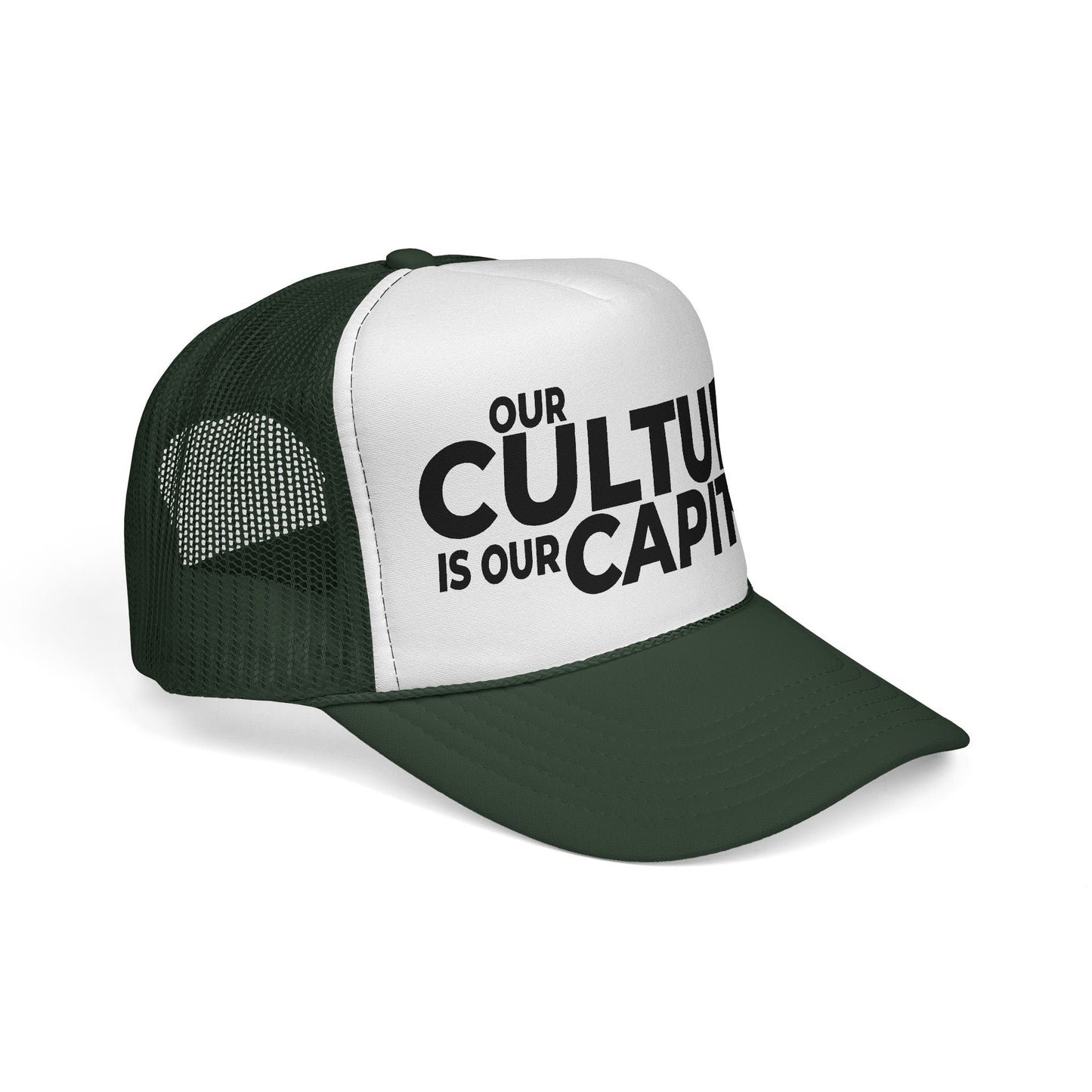 Trucker Cap — "Our Culture Is Our Capital" Bold Mesh Hat