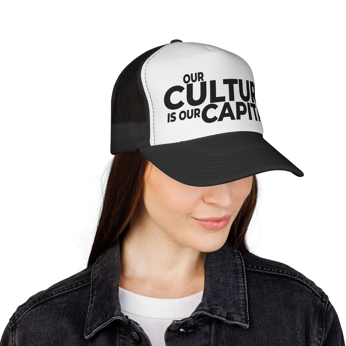 Trucker Cap — "Our Culture Is Our Capital" Bold Mesh Hat